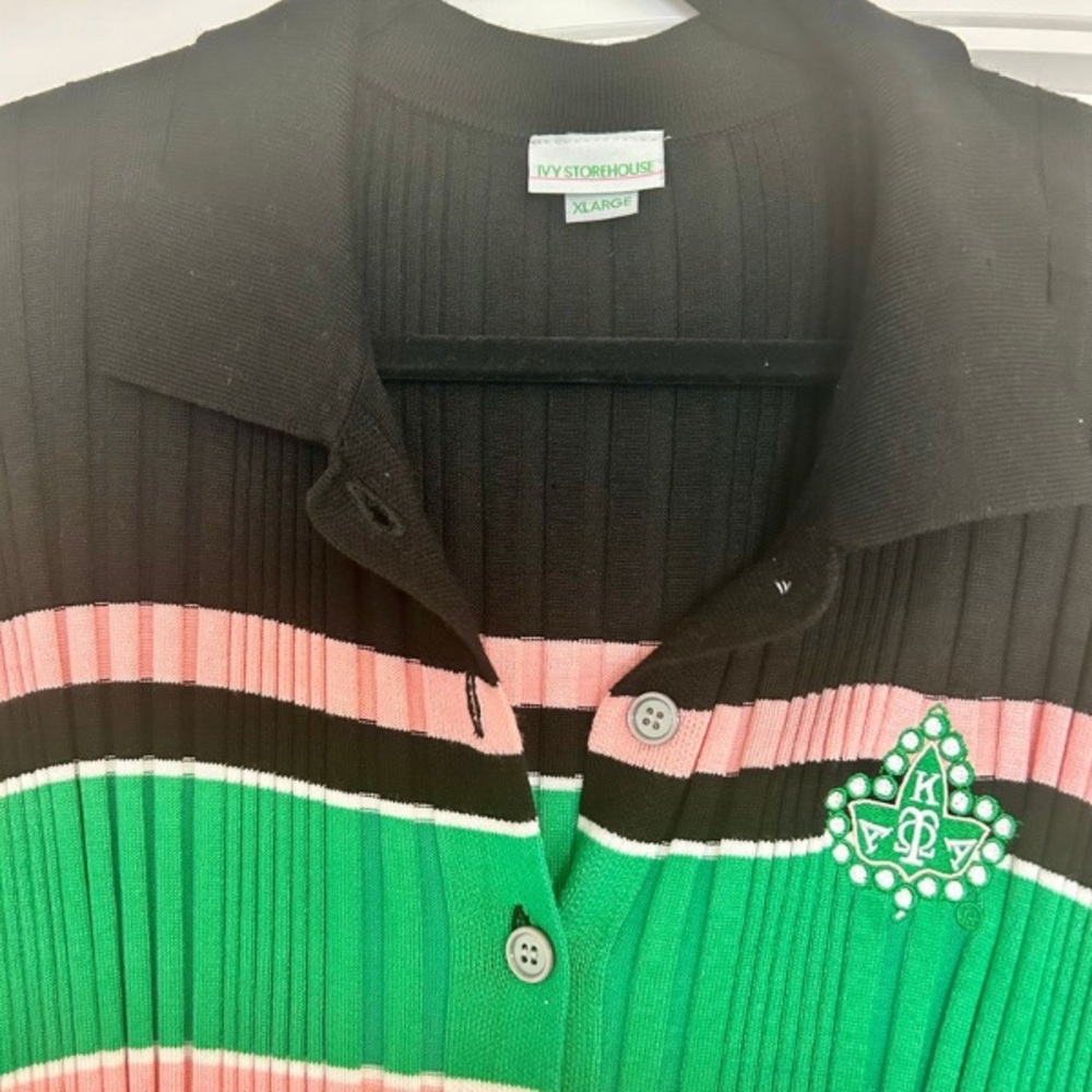 Striped Black, Pink, and Green Dress - Picture 4 of 4